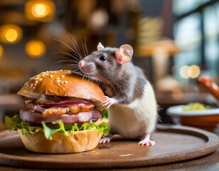 Ratte in einem Burger-Restaurant - 677845910
