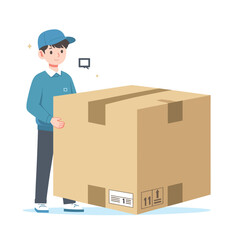 a delivery boy carrying a box vector illustrations on white background