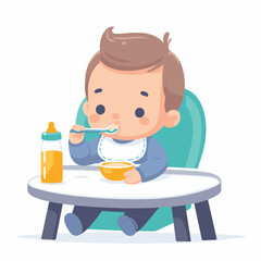 kids feeding  vector illustrations on a white background