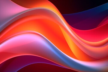 Dynamic neon light background with vibrant red, orange, and white curves. Realistic 3D visual. Generative AI