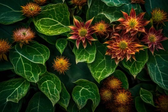 A detailed image focused on the intricate beauty of a flourishing plant, its textures and colors  a world of natural wonder, creating a visually stunning and thriving botanical portrait,.