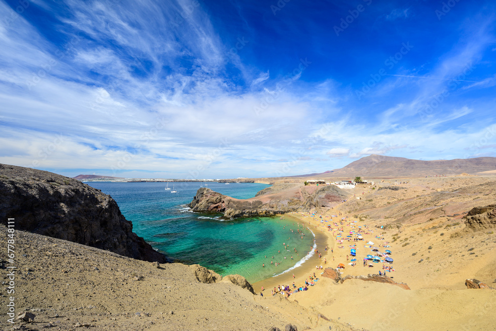 Wall mural Beautiful day over Playa the Papagayo beach on Lanzarote island - Canaries - Spain