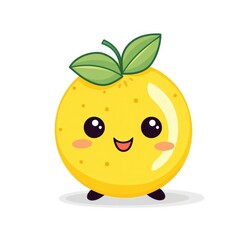 Cute Cartoon Lemon Character Isolated on a White Background