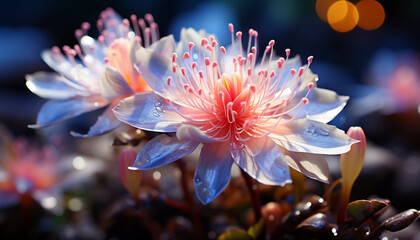 Fototapeta premium Vibrant flower head in close up showcases natural beauty generated by AI