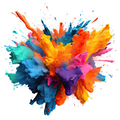 A color explosion of paint splashing, isolated on white, transparent background