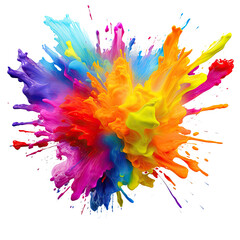 A color explosion of paint splashing, isolated on white, transparent background