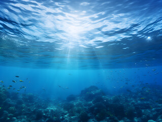 Fototapeta na wymiar Blue ocean underwater background 