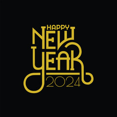 Happy New year 2024,  new year celebration, illustration design.