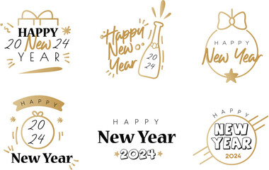 Happy New year 2024,  new year celebration, illustration design.