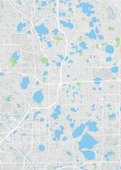 City map Orlando, color detailed plan, vector illustration - obrazy, fototapety, plakaty