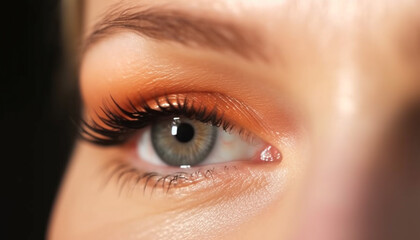 Obraz premium Caucasian woman beauty captured in close up of her eye generated by AI