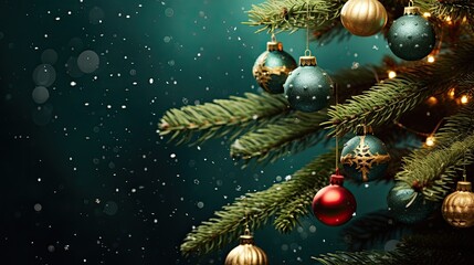 Obraz na płótnie Canvas fir tree branches with Christmas decorations
