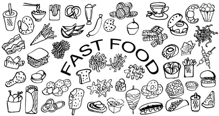 Fast food ink vector set 