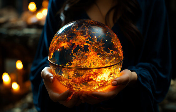 The Enchanting Glow of a Woman's Hands Embracing the Radiant Orb
