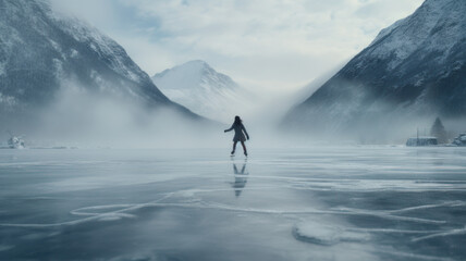 Skating Alone in a Winter Wonderland Amongst the Mountains
