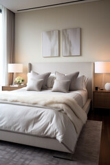 Cozy and inviting guest bedroom with a comfortable bed, soft bedding, and sophisticated decor for a luxurious stay