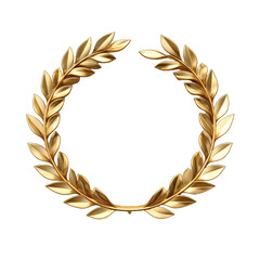 Winner's golden laurel wreath isolated on transparent and white background. PNG transparent