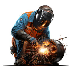Welder man at work  isolated on the transparent background PNG.