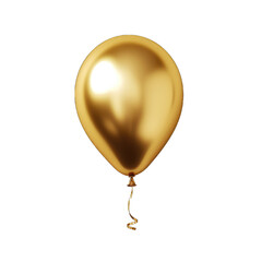 Golden balloon isolated on transparent and white background. PNG transparent