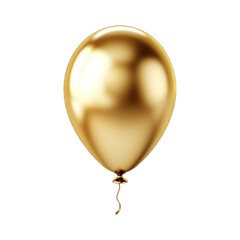 Golden balloon isolated on transparent and white background. PNG transparent