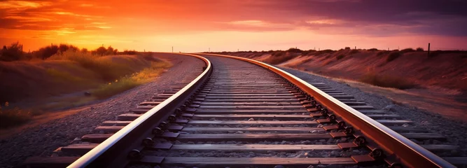 Foto op Canvas railway track in the sunset © id512