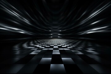 dynamic circuit checkered flag motion illuminated dark. Generative AI