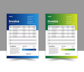 Template for a business invoicing form. quotations for invoices, money bills, price invoices, and templates for payment agreements. Vector tax form, bill image, or payment receipt page