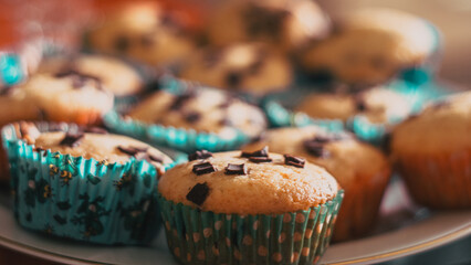 gluten free muffins with chocolate closeup