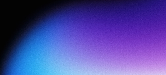 Purple blue abstract gradient shape on black background dark noise grainy texture glowing banner copy space