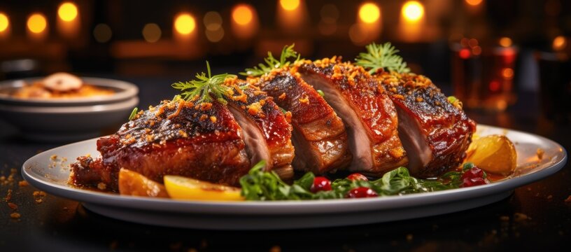 A serving of succulent roasted duck