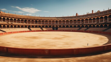 Deserted Spanish Bullfight Arena: A Glimpse into Traditional Bullring. Generative ai
