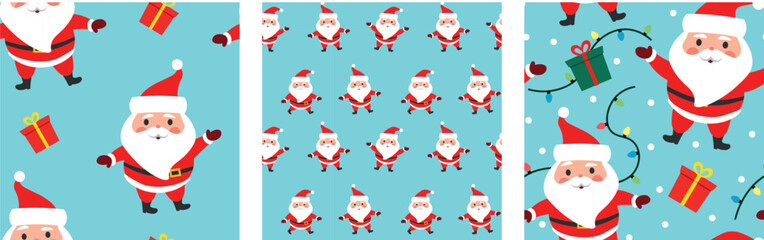 Vector illustration. New Year seamless pattern. Santa Claus.