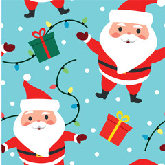 Vector illustration. New Year seamless pattern. Santa Claus.