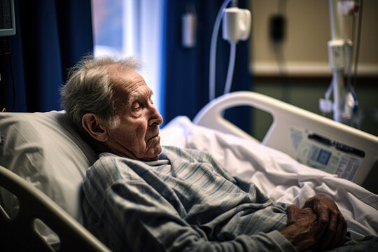 poignant image of an elderly person in a healthcare setting emphasizes the challenges of navigating the system in old age, advocating for patient-centered care