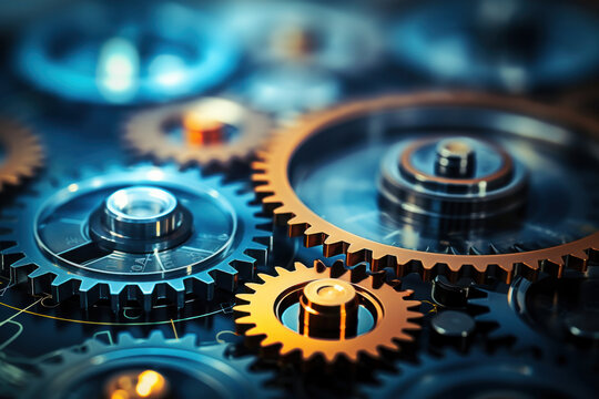 artistic image of a search algorithm concept depicted as gears and cogs working in harmony, symbolizing the systematic and organized approach to sorting and presenting search results