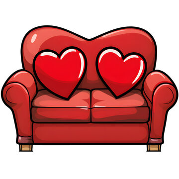 recommend clip art: cartoon clipart of Loveseat, furniture clipart, interior clipart, transparent background, isolated on transparent background