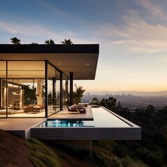 Minimalist villa on the outskirts of Los Angeles with city views