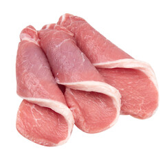 Raw pork chops isolated on white, close-up