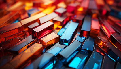 Obraz premium Abstract pattern of vibrant colors, close up, shiny, illuminated, futuristic backdrop generated by AI