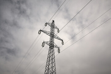 high voltage pole and electricity wires