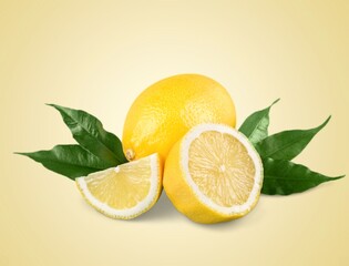 Fresh ripe juicy yellow lemon fruit