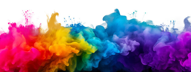 Fototapeta na wymiar Beautiful swirling colorful smoke. Splash of color drop in water isolated on transparent background, Ink swirling in. Cloud of ink under water. Explosion of colored powder, png