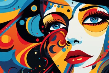 abstract portrait of girl in pop art style - 677862922