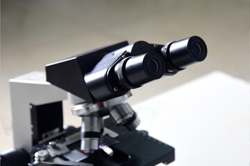 Fototapeta na wymiar microscope optical instrument capable of magnifying images of very small objects thanks to its resolving power