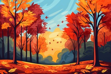 autumn landscape with trees - 677862930