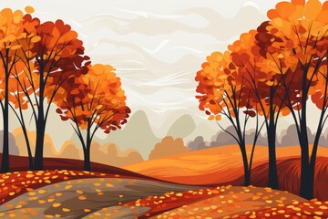 autumn landscape with trees - 677862948
