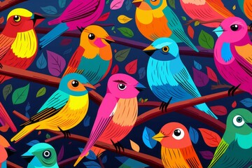 cartoon birds background - 677862957