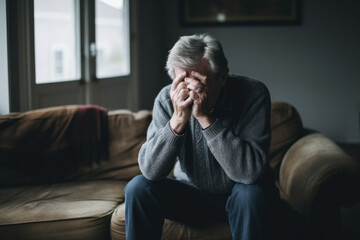 Highlighting the emotional strain of loss for seniors, underscoring the importance of emotional support and mental health services - obrazy, fototapety, plakaty