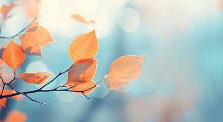 beautiful orange leaves against a blurred background Generative AI