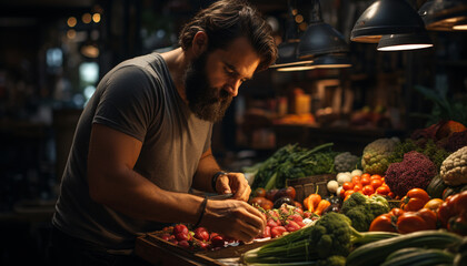 A confident farmer buying fresh vegetables for his small business generated by AI